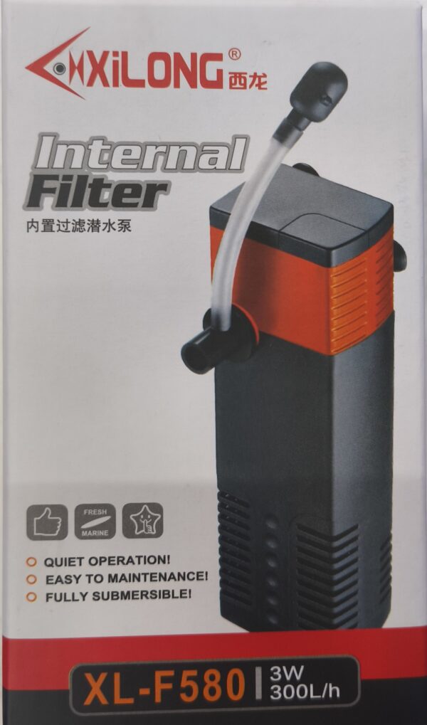 XLF580 Filtro interno 300l/h 3w  xilong con cascada - Imagen 1